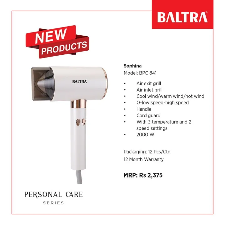 Baltra SOPHINA Hair Dryer BPC 841 in use