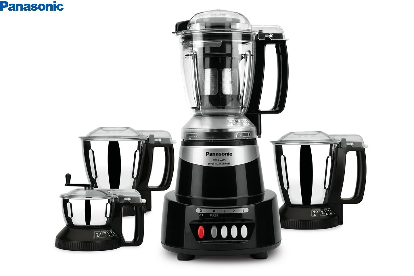 Panasonic MX-AV425 BLACK 600 Juicer Mixer Grinder (4 Jars, Black)